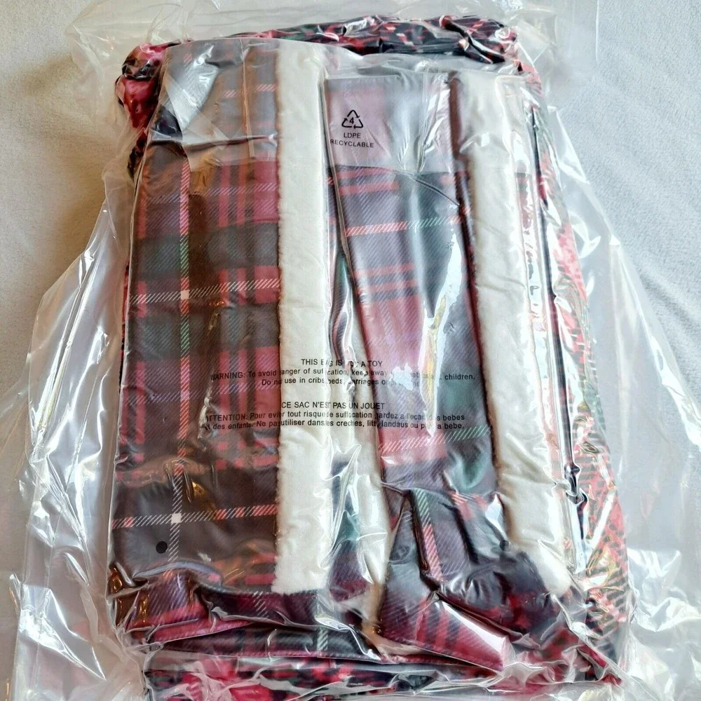 VICTORIA'S SECRET Soft Plaid Sherpa Blanket Throw Soft NWT‎